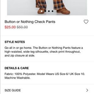 Button or nothing check pants